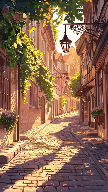 阳光下的石板小巷