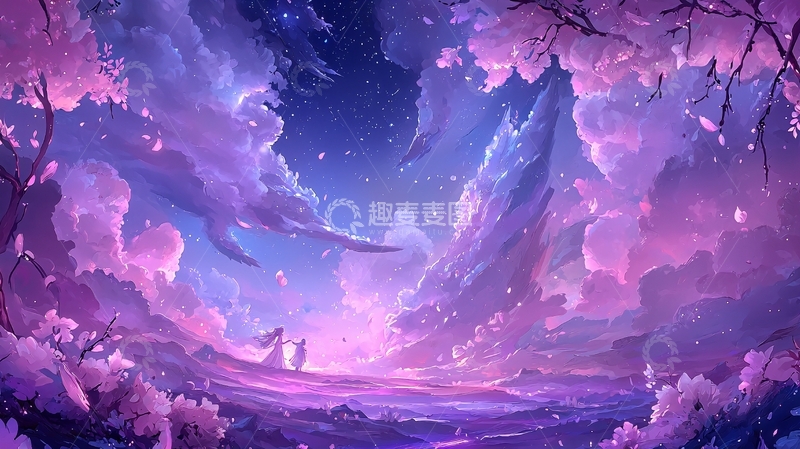 高清大图下载【趣麦麦图】-梦幻紫色仙境浪漫场景