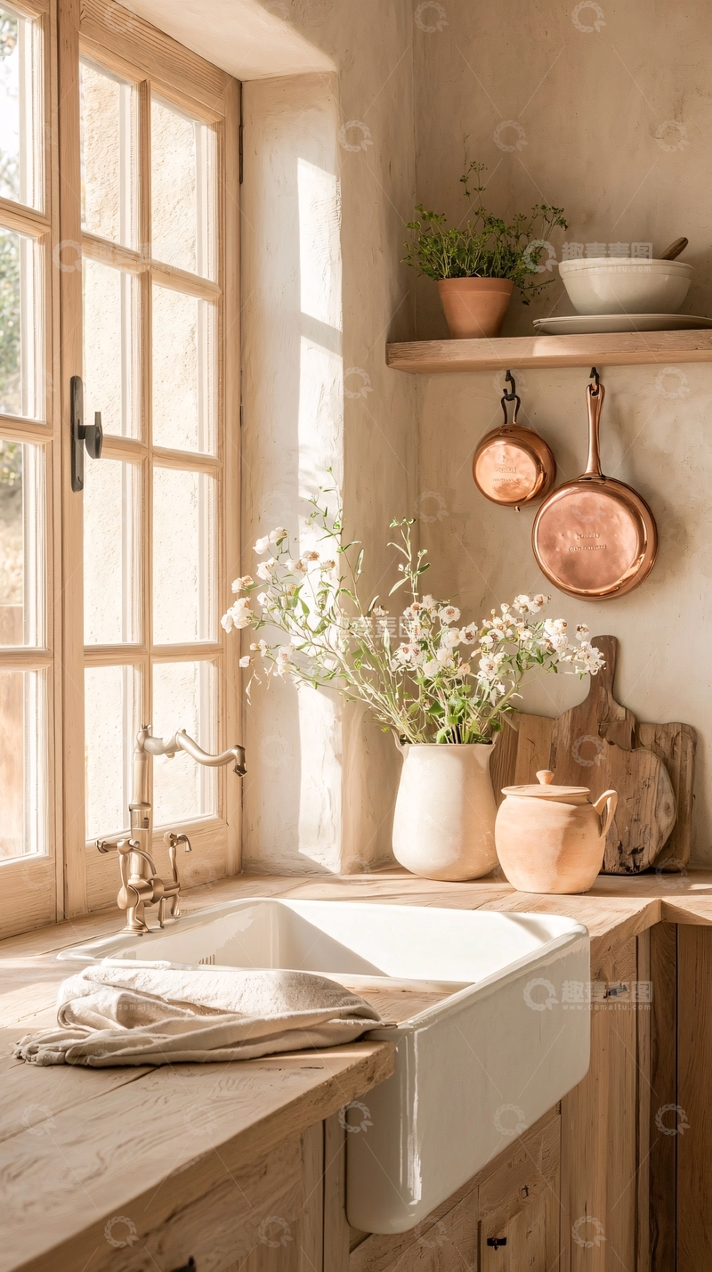 高清大图下载【趣麦麦图】乡村风格厨房窗边装饰