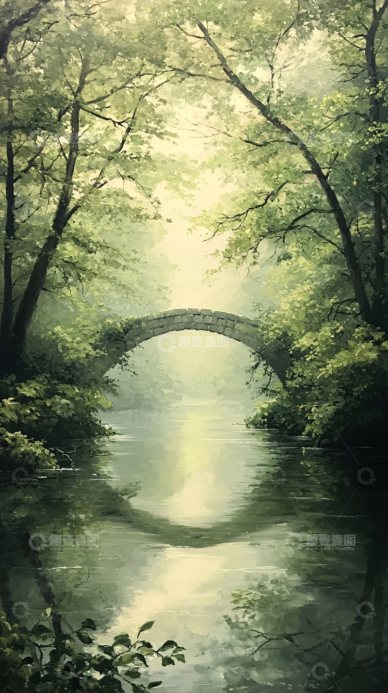 高清大图下载【趣麦麦图】古桥静谧森林小径