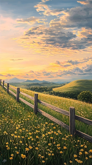 夕阳下的田园风光