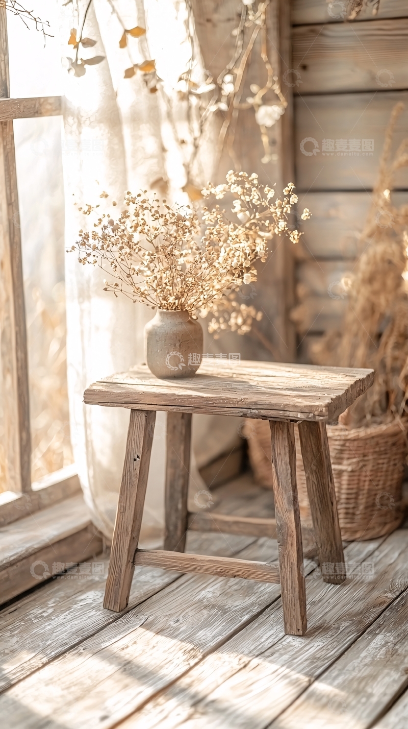高清大图下载【趣麦麦图】干花木桌温馨自然风