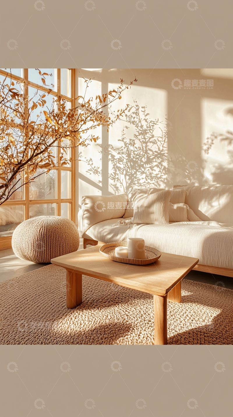 高清大图下载【趣麦麦图】温暖阳光下的简约客厅