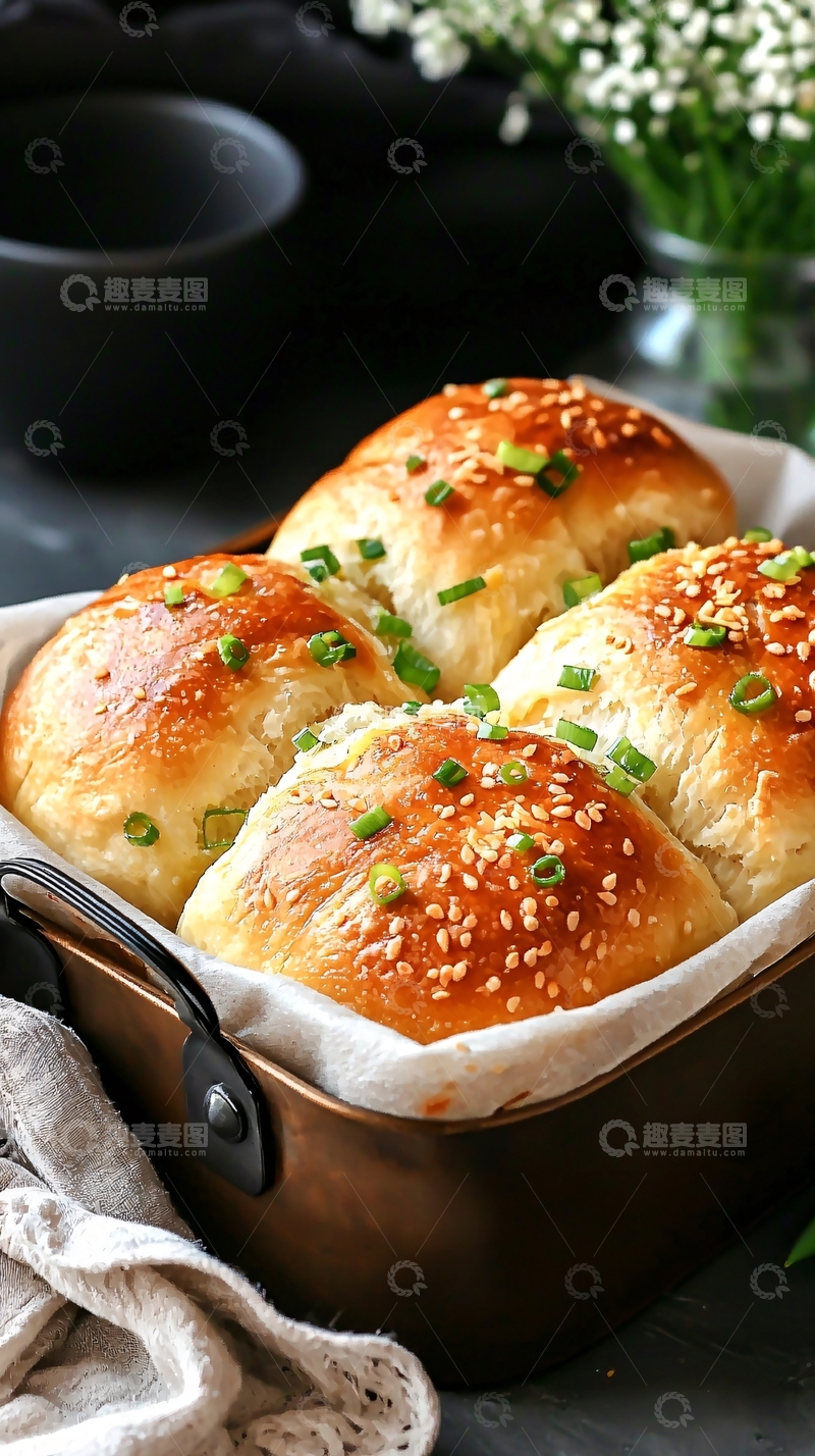 高清大图下载【趣麦麦图】金黄芝麻面包卷