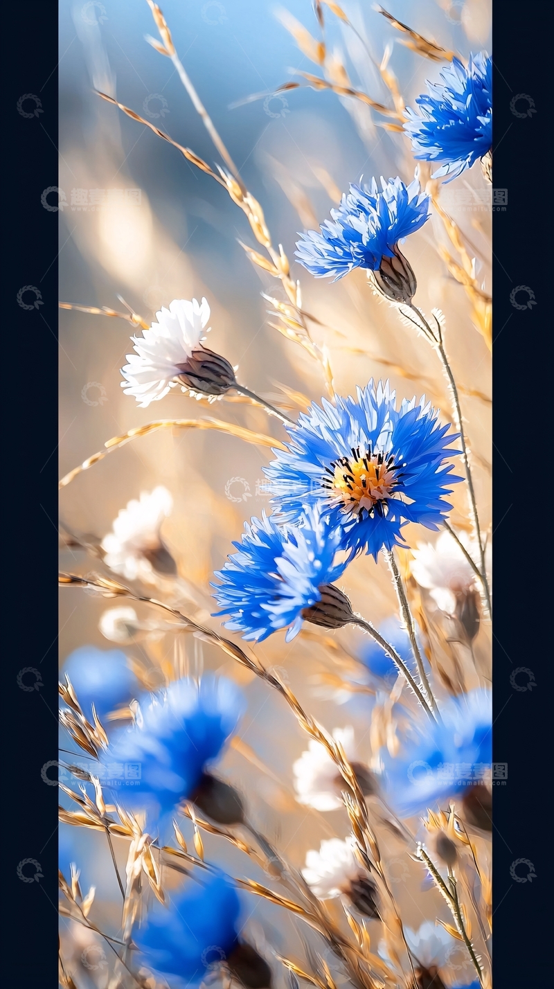 高清大图下载【趣麦麦图】蓝色野花自然风景背景