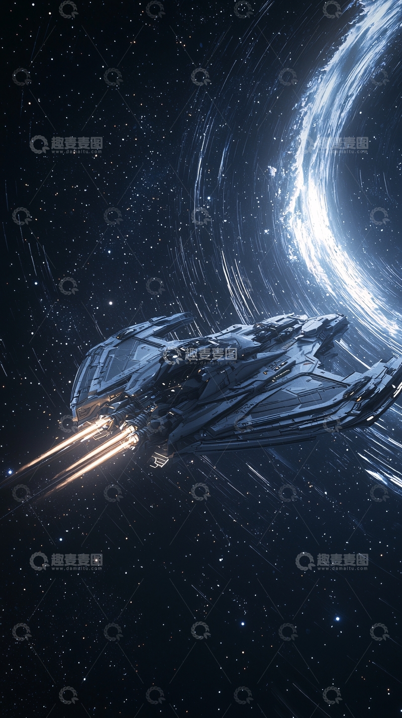 高清大图下载【趣麦麦图】星际飞船穿越星系