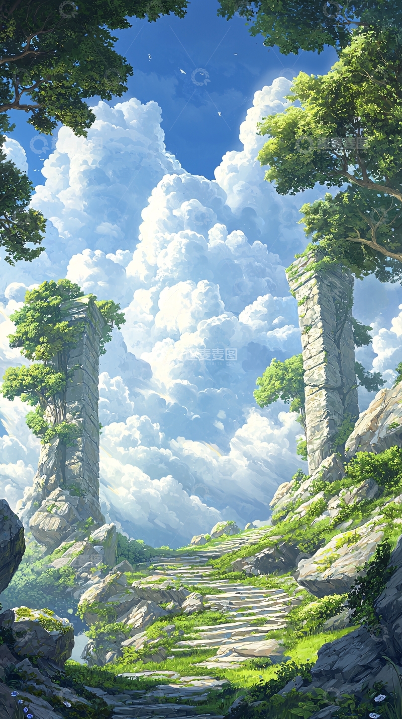 高清大图下载【趣麦麦图】云海石阶自然风光