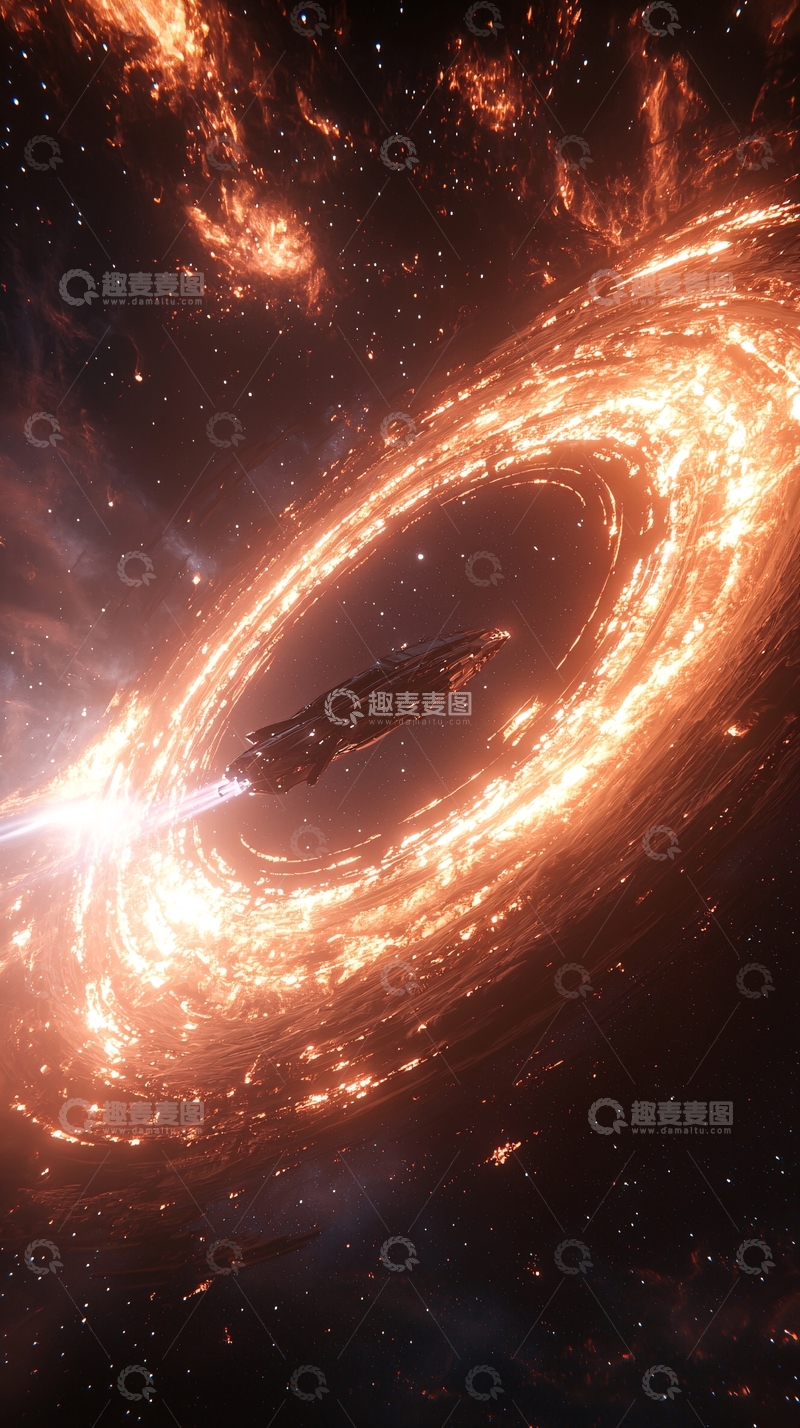高清大图下载【趣麦麦图】星际飞船穿越星系漩涡