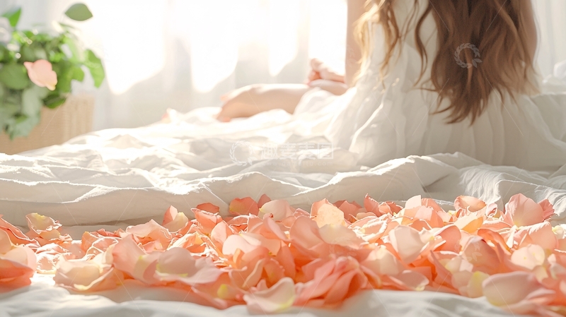 高清大图下载【趣麦麦图】阳光下的花瓣床铺