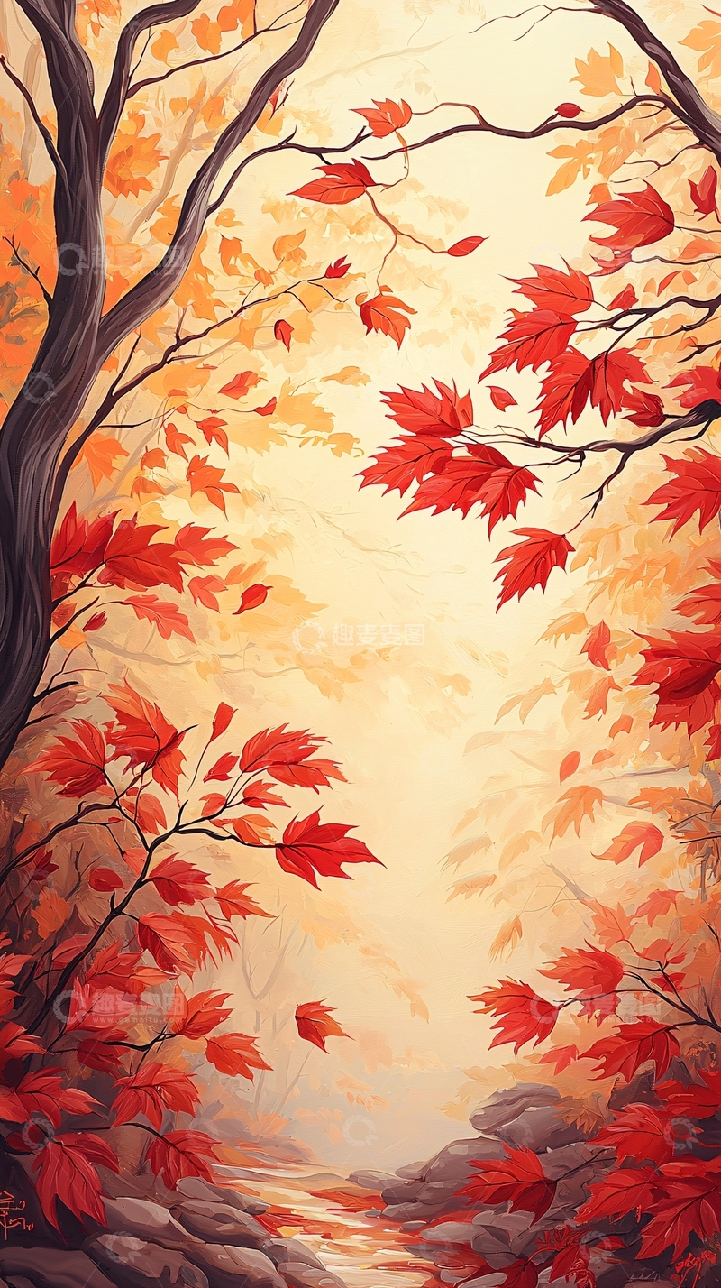 高清大图下载【趣麦麦图】秋日森林落叶风景