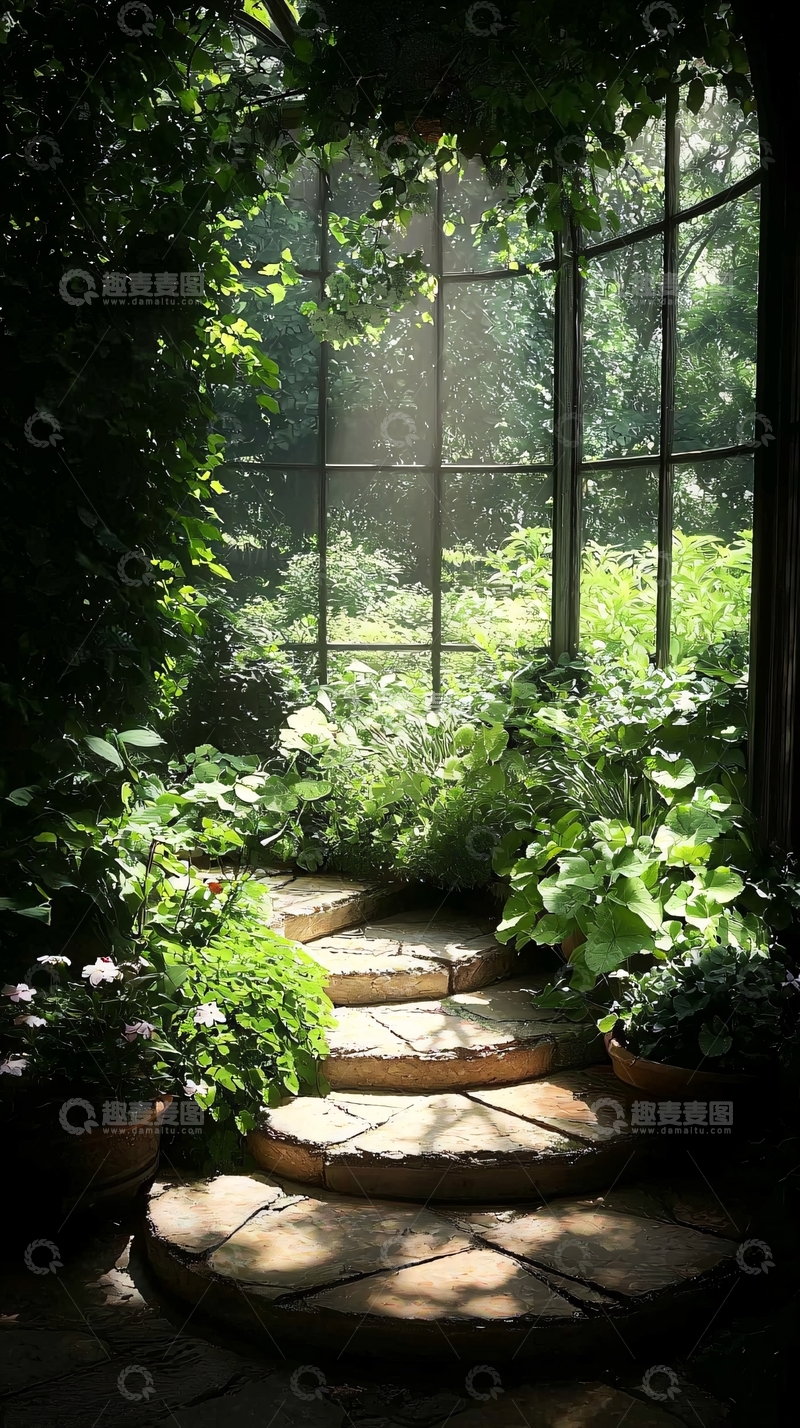 高清大图下载【趣麦麦图】石阶植物园温室