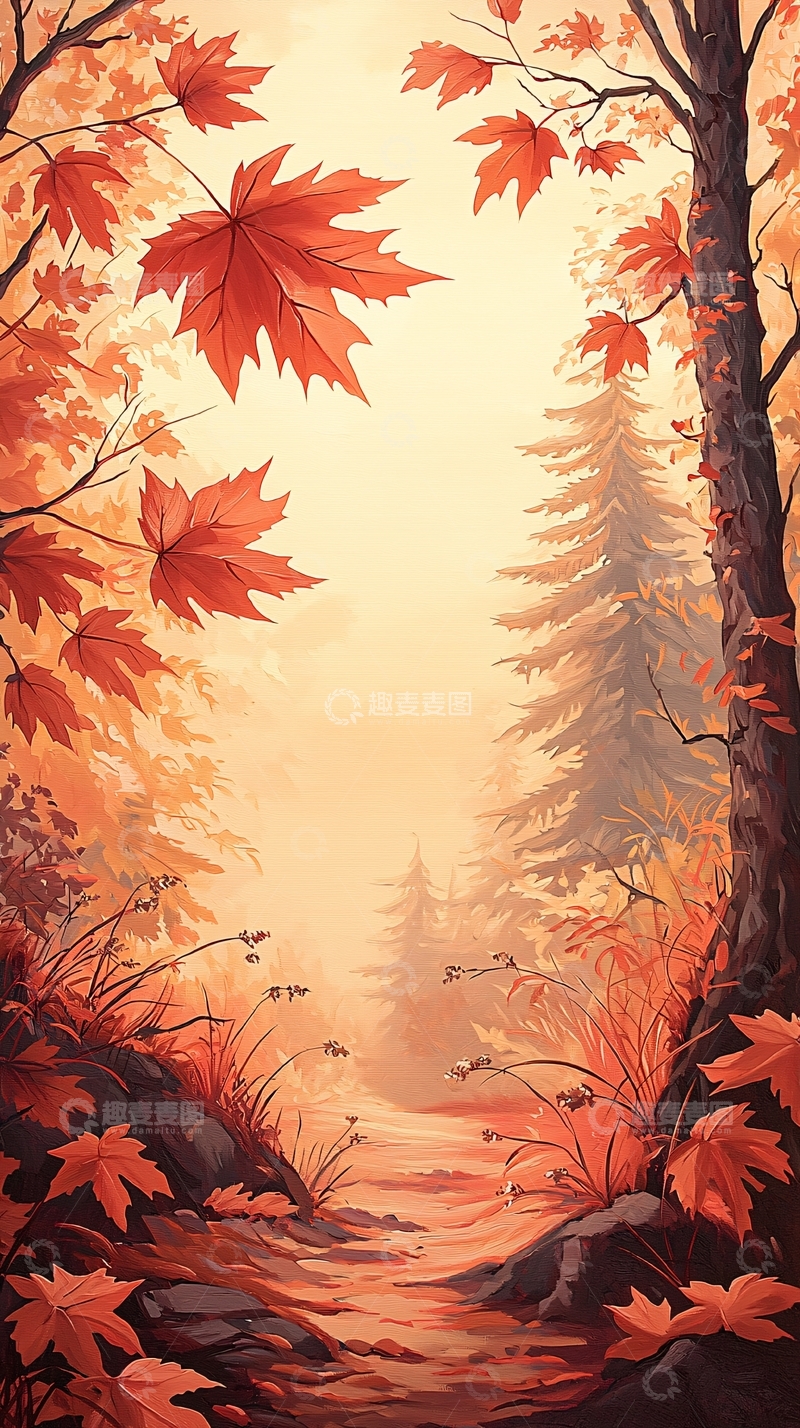 高清大图下载【趣麦麦图】秋日森林小径120