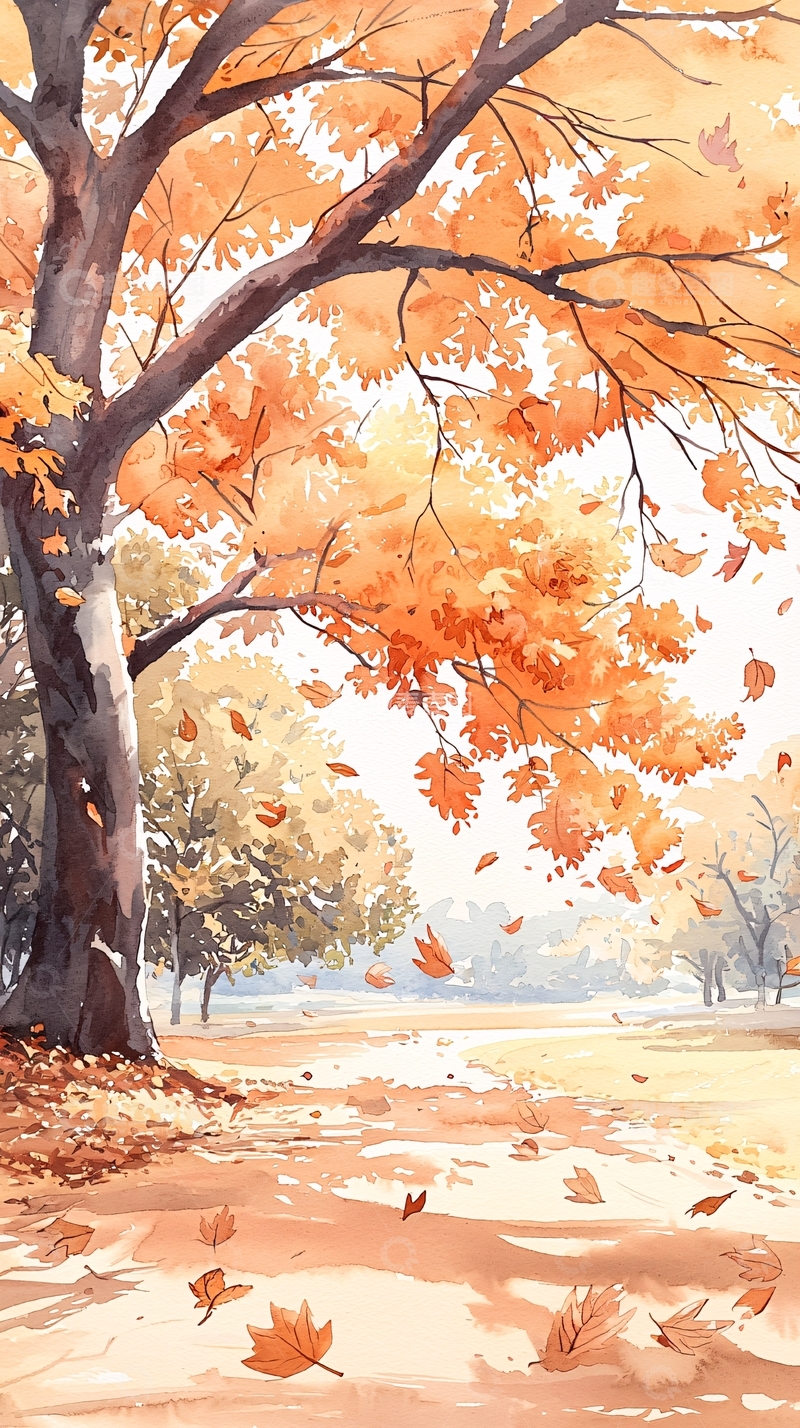 高清大图下载【趣麦麦图】秋日落叶公园风景