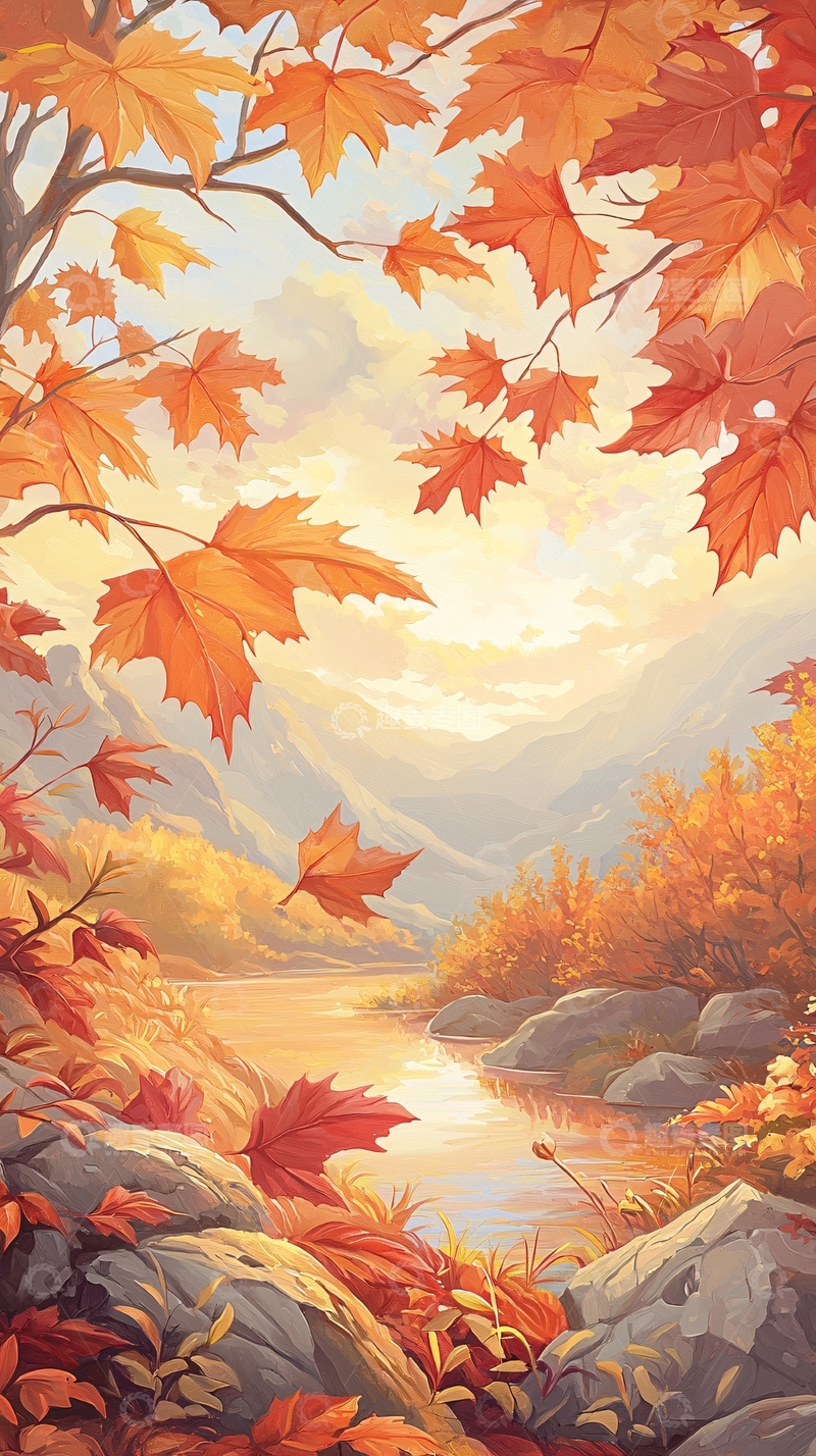 高清大图下载【趣麦麦图】秋日山间小溪风景