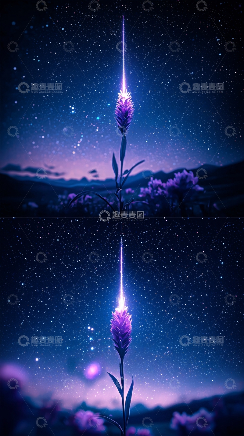 高清大图下载【趣麦麦图】夜空下的神秘花朵