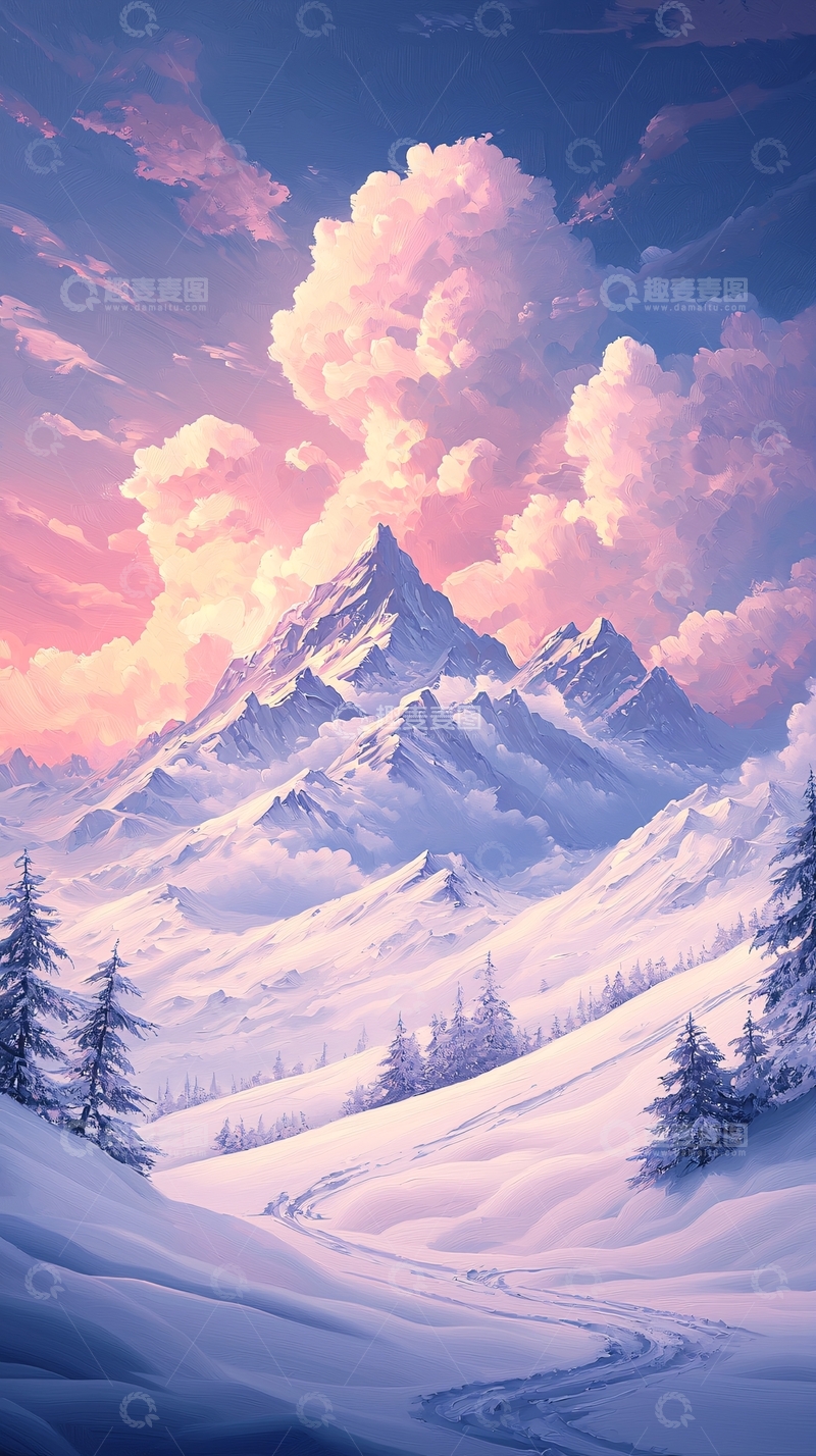 高清大图下载【趣麦麦图】雪域山峰与云彩