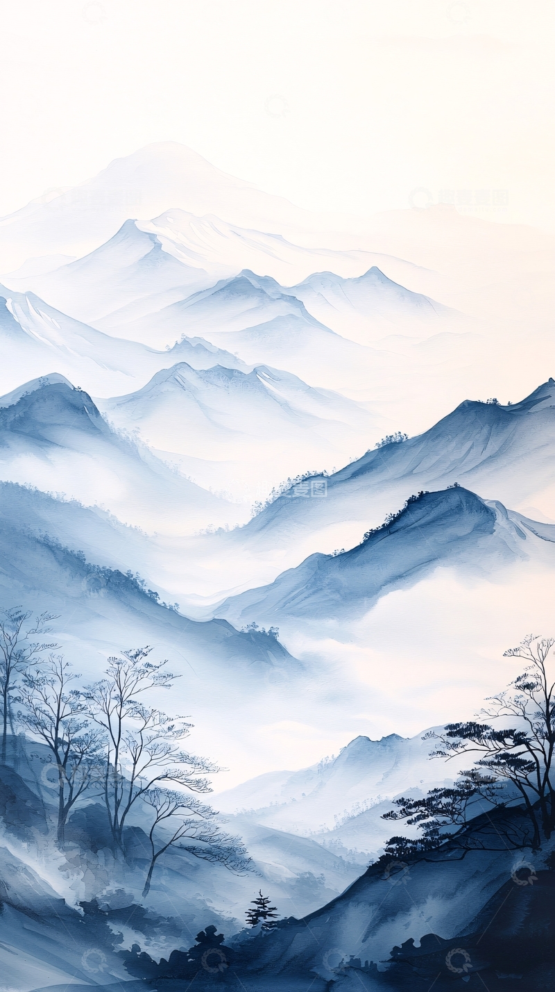 高清大图下载【趣麦麦图】水墨山水画背景图