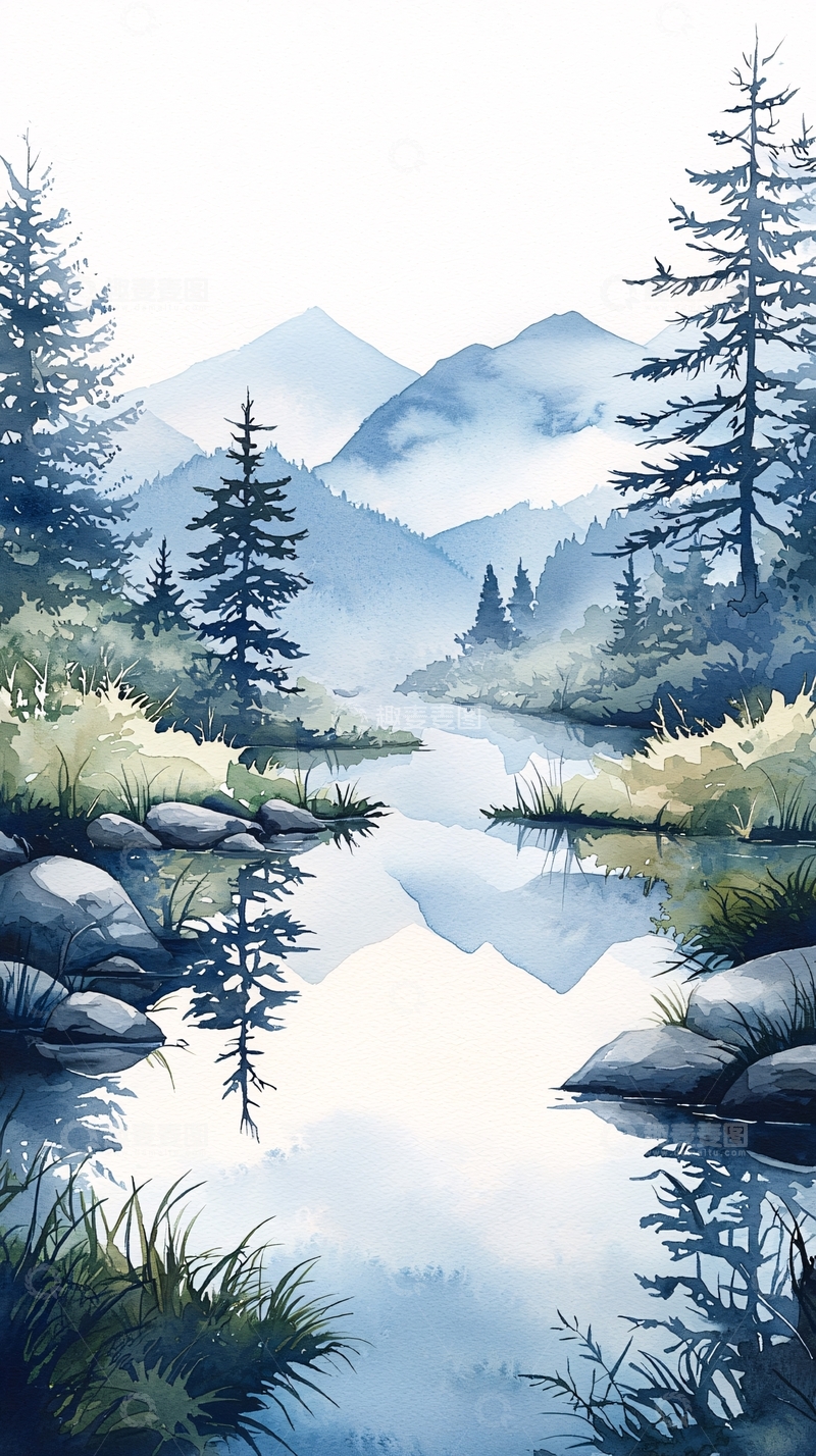 高清大图下载【趣麦麦图】山间静谧湖景