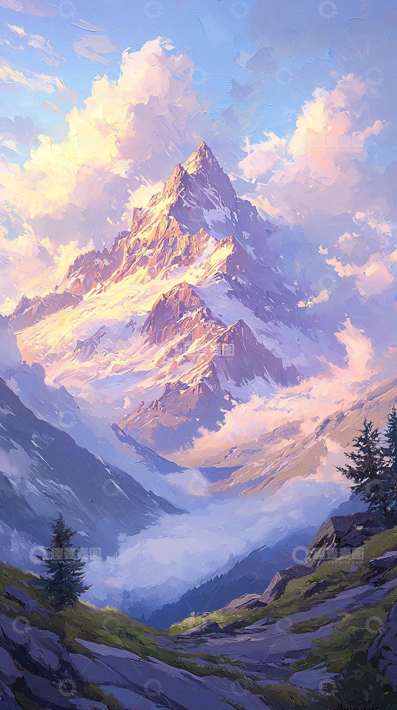 高清大图下载【趣麦麦图】雪山云海风景画