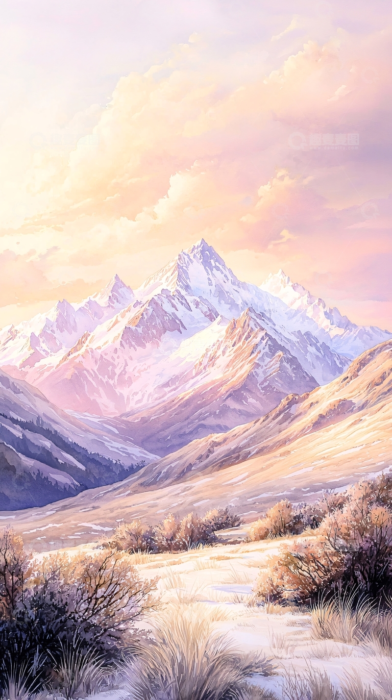 高清大图下载【趣麦麦图】雪山晨曦自然风光