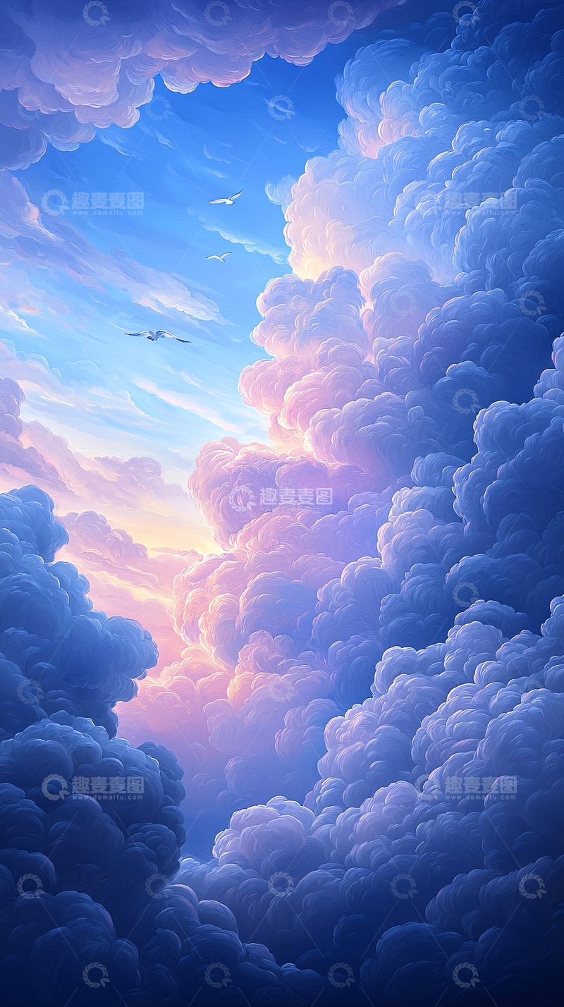 高清大图下载【趣麦麦图】梦幻云海与飞鸟