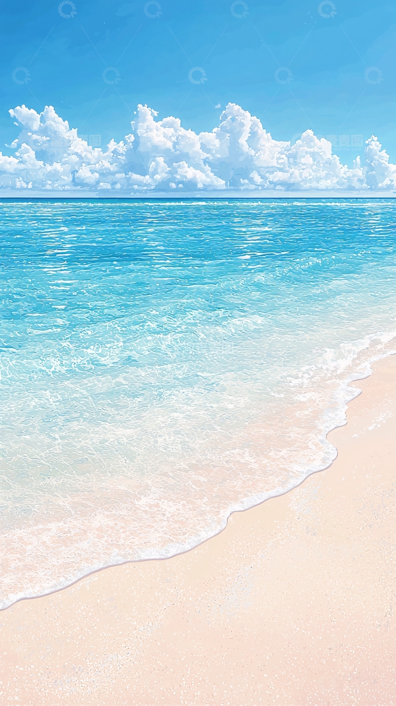 高清大图下载【趣麦麦图】梦幻海滩风景画
