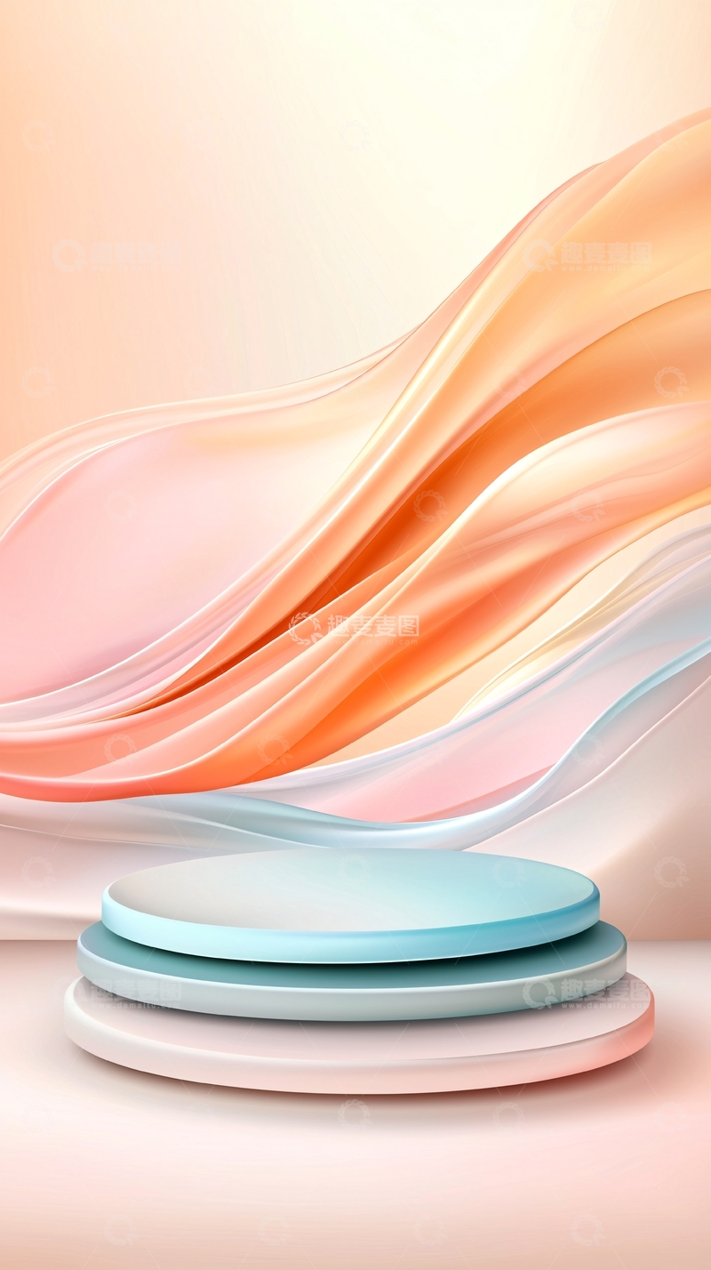 高清大图下载【趣麦麦图】抽象流线型背景与圆形平台