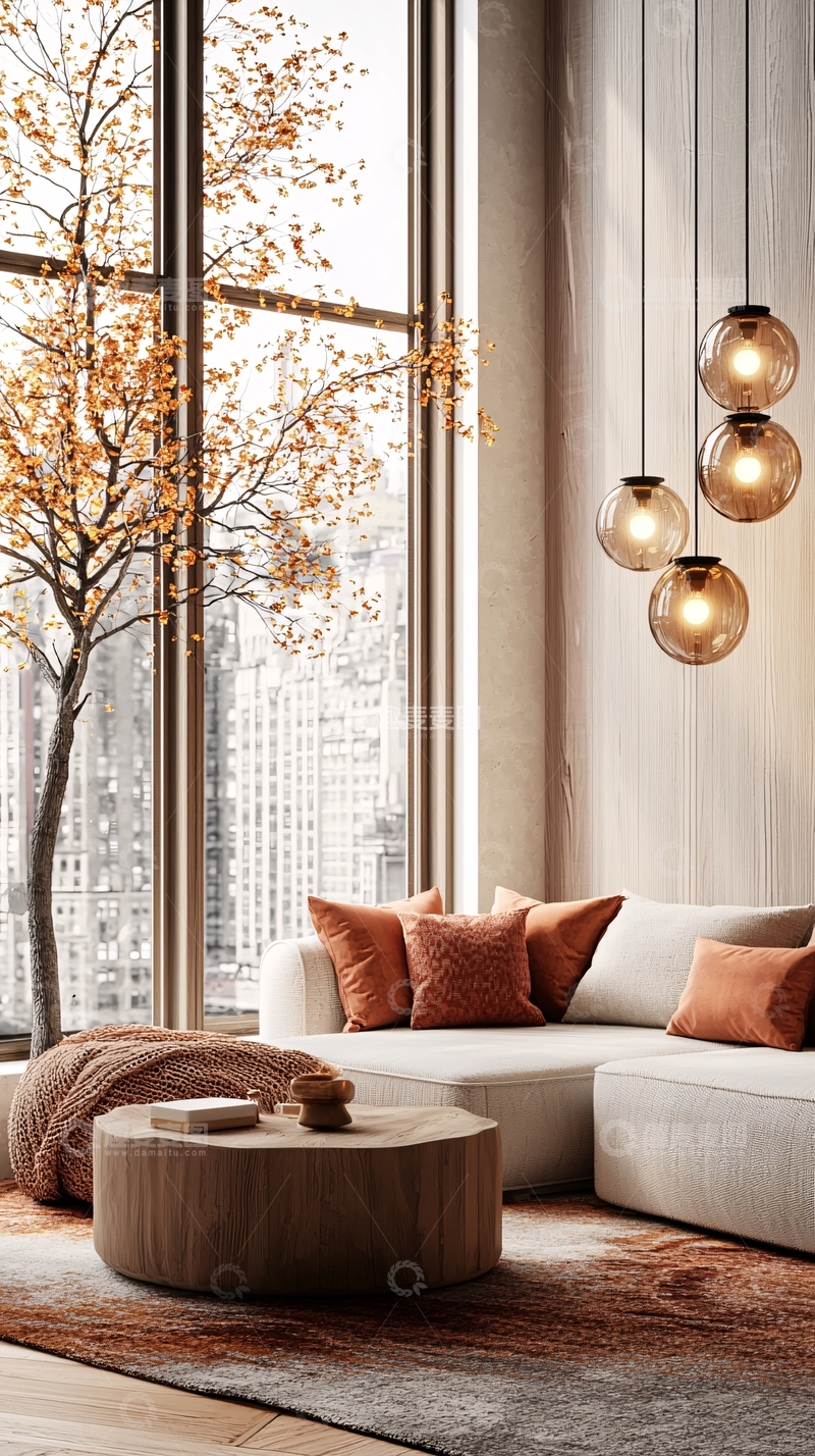 高清大图下载【趣麦麦图】秋日温暖客厅装饰设计