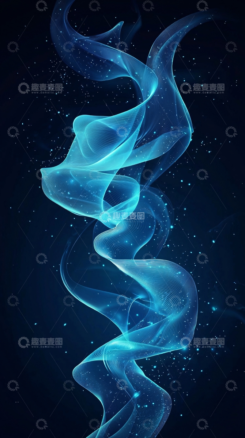高清大图下载【趣麦麦图】蓝色光波动态抽象背景