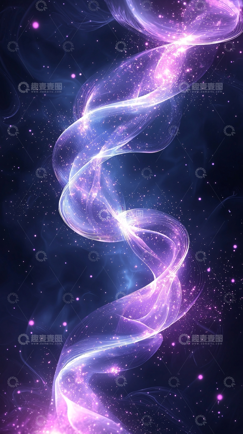 高清大图下载【趣麦麦图】紫色光带星空背景