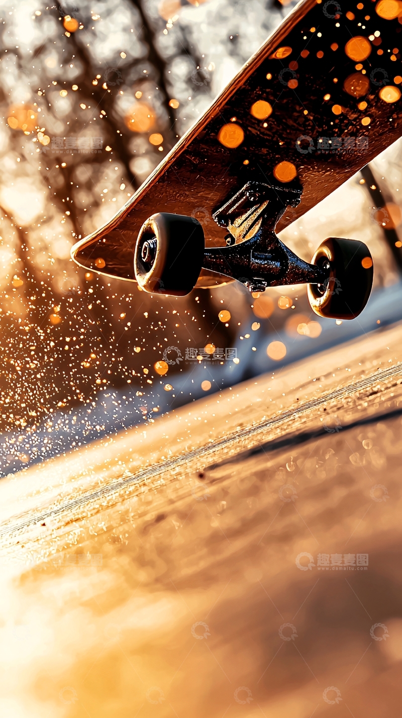 高清大图下载【趣麦麦图】滑板特写：阳光下的动态瞬间