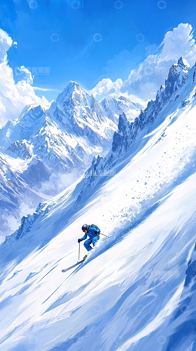 高清大图下载【趣麦麦图】雪山滑雪运动场景