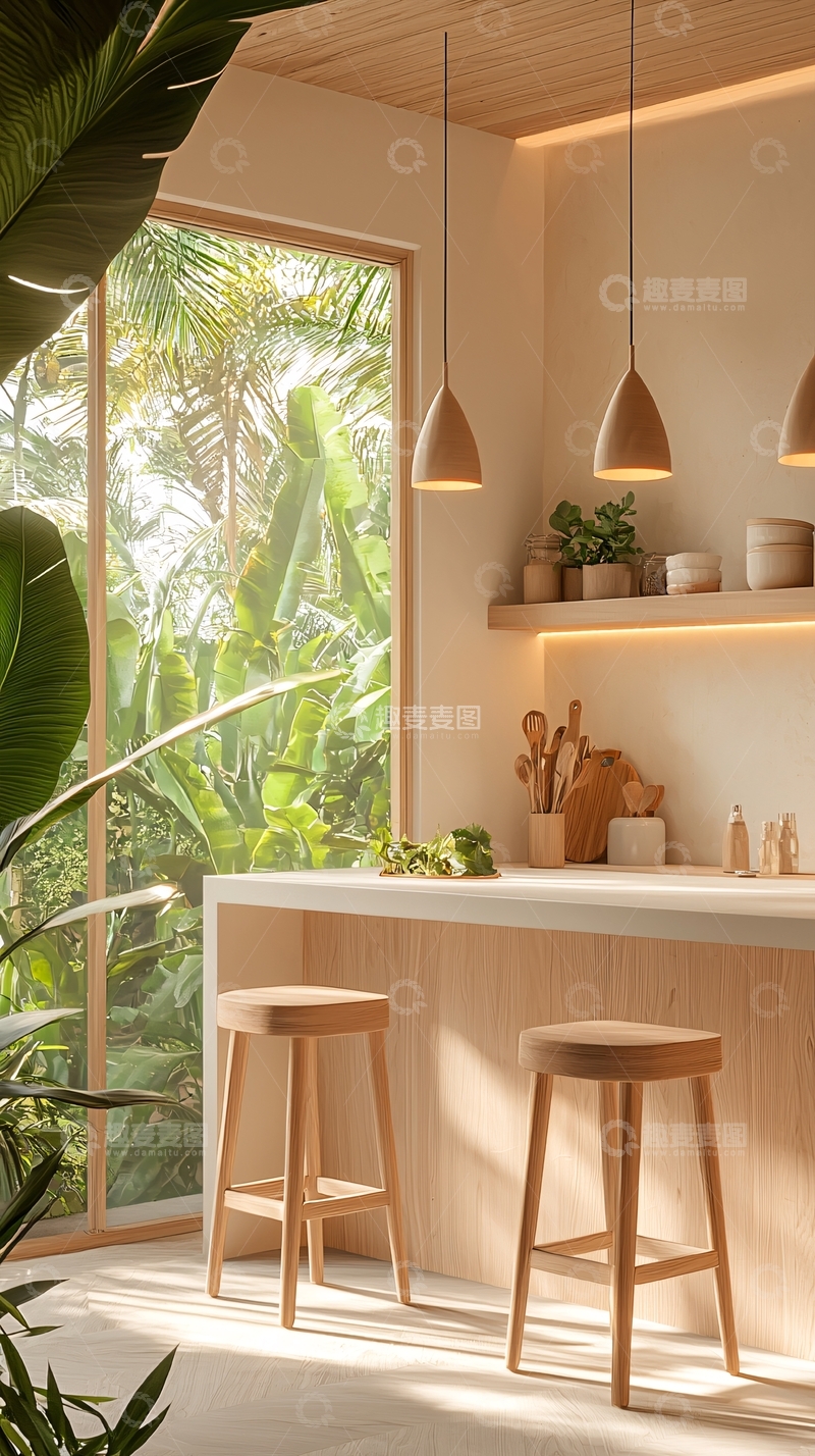 高清大图下载【趣麦麦图】热带风情厨房吧台设计