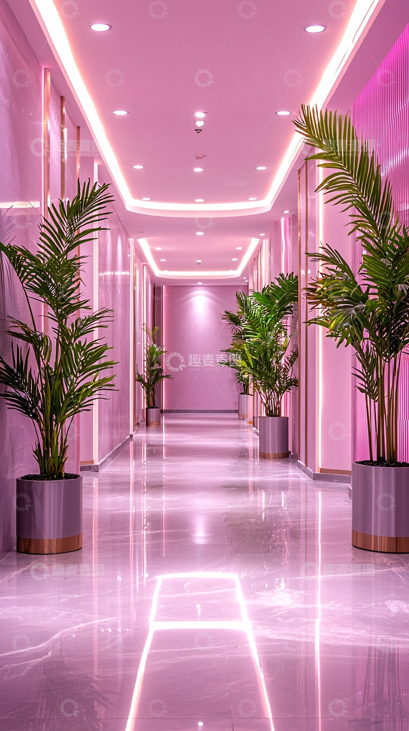 高清大图下载【趣麦麦图】粉色走廊植物装饰设计
