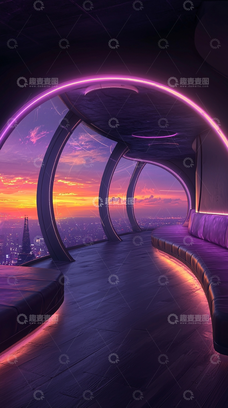 高清大图下载【趣麦麦图】未来城市天际线观景台