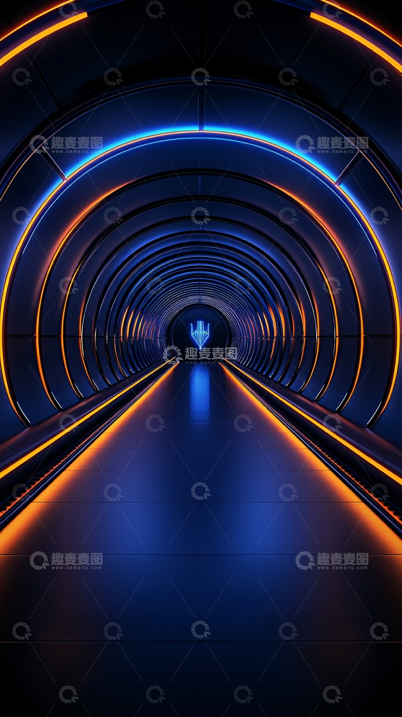 高清大图下载【趣麦麦图】未来科技隧道光影效果