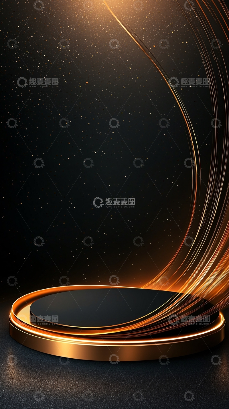 高清大图下载【趣麦麦图】金色光环舞台背景素材