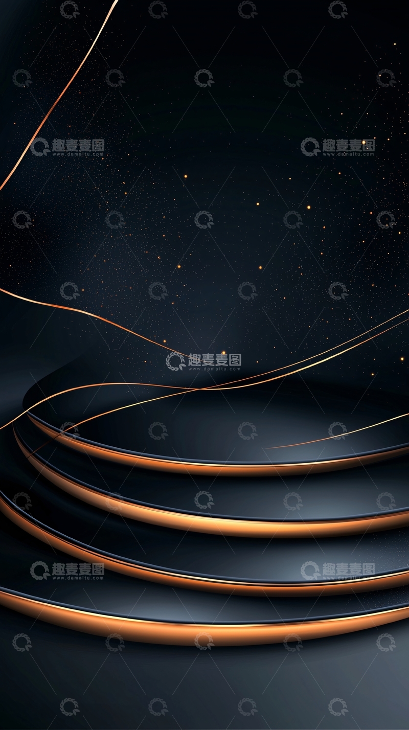 高清大图下载【趣麦麦图】星空下的金色曲线阶梯