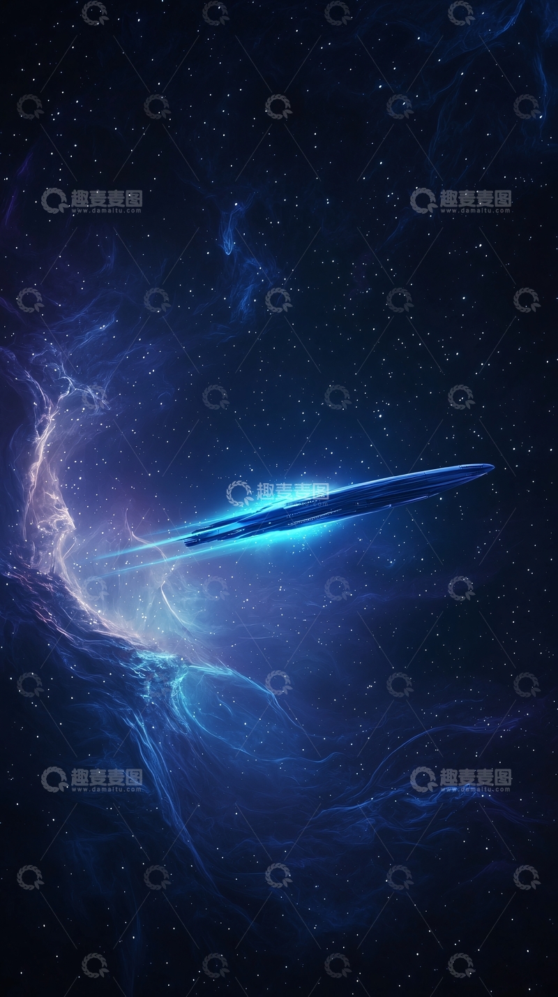 高清大图下载【趣麦麦图】星际飞船穿越星云