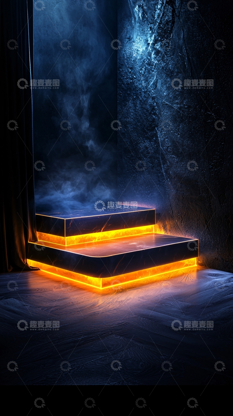 高清大图下载【趣麦麦图】霓虹楼梯光影效果