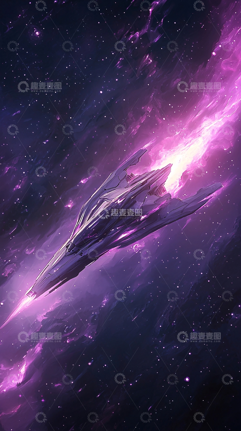 高清大图下载【趣麦麦图】星际飞船穿越星云