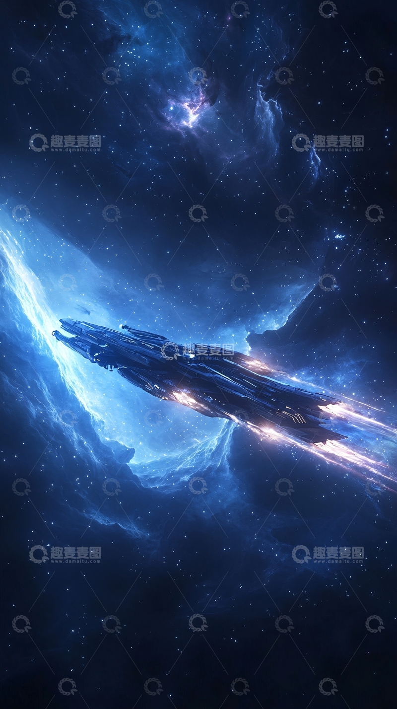 高清大图下载【趣麦麦图】星际飞船穿越星云