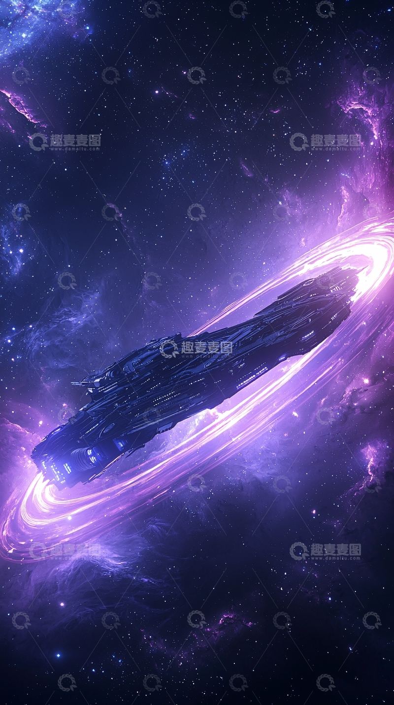高清大图下载【趣麦麦图】星际飞船穿越星云