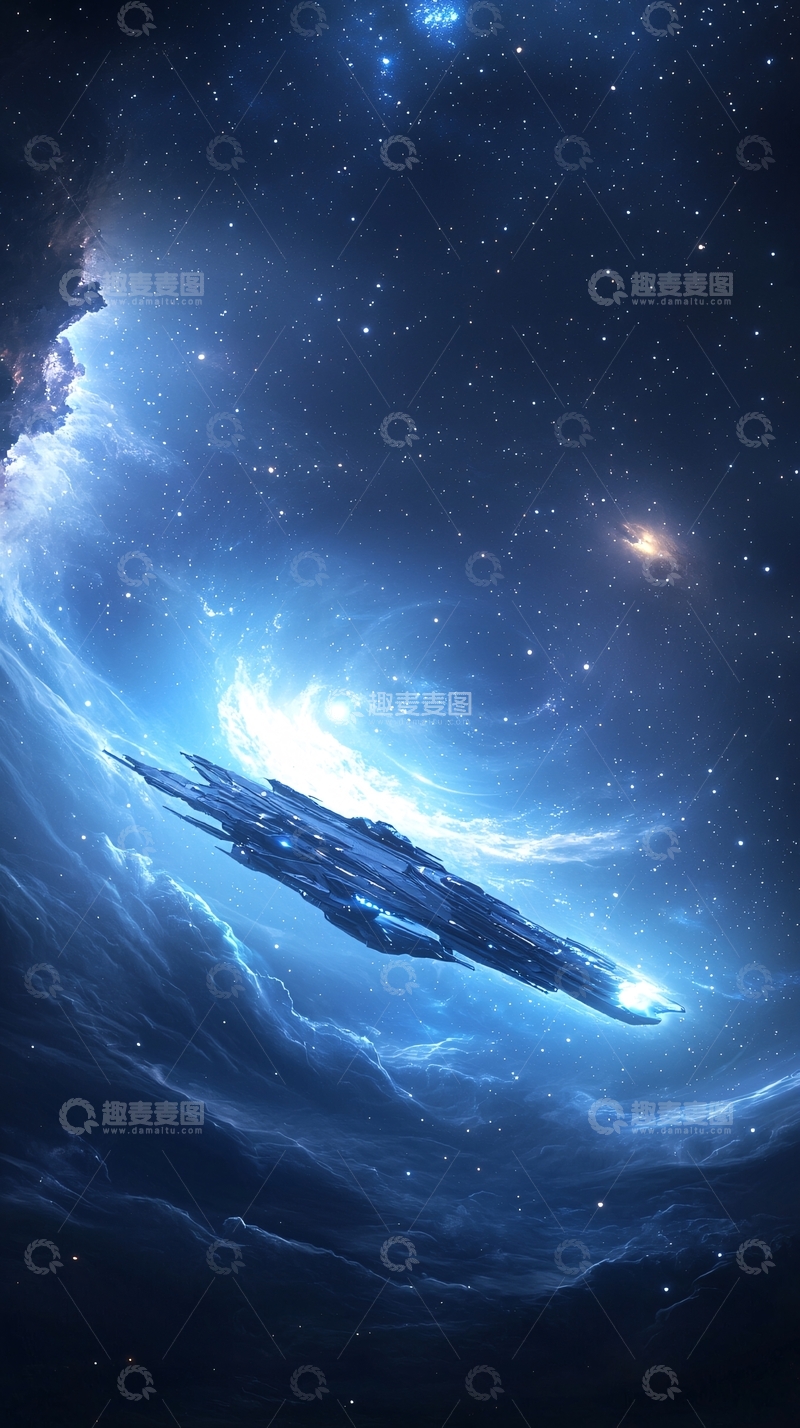 高清大图下载【趣麦麦图】星际飞船穿越星云