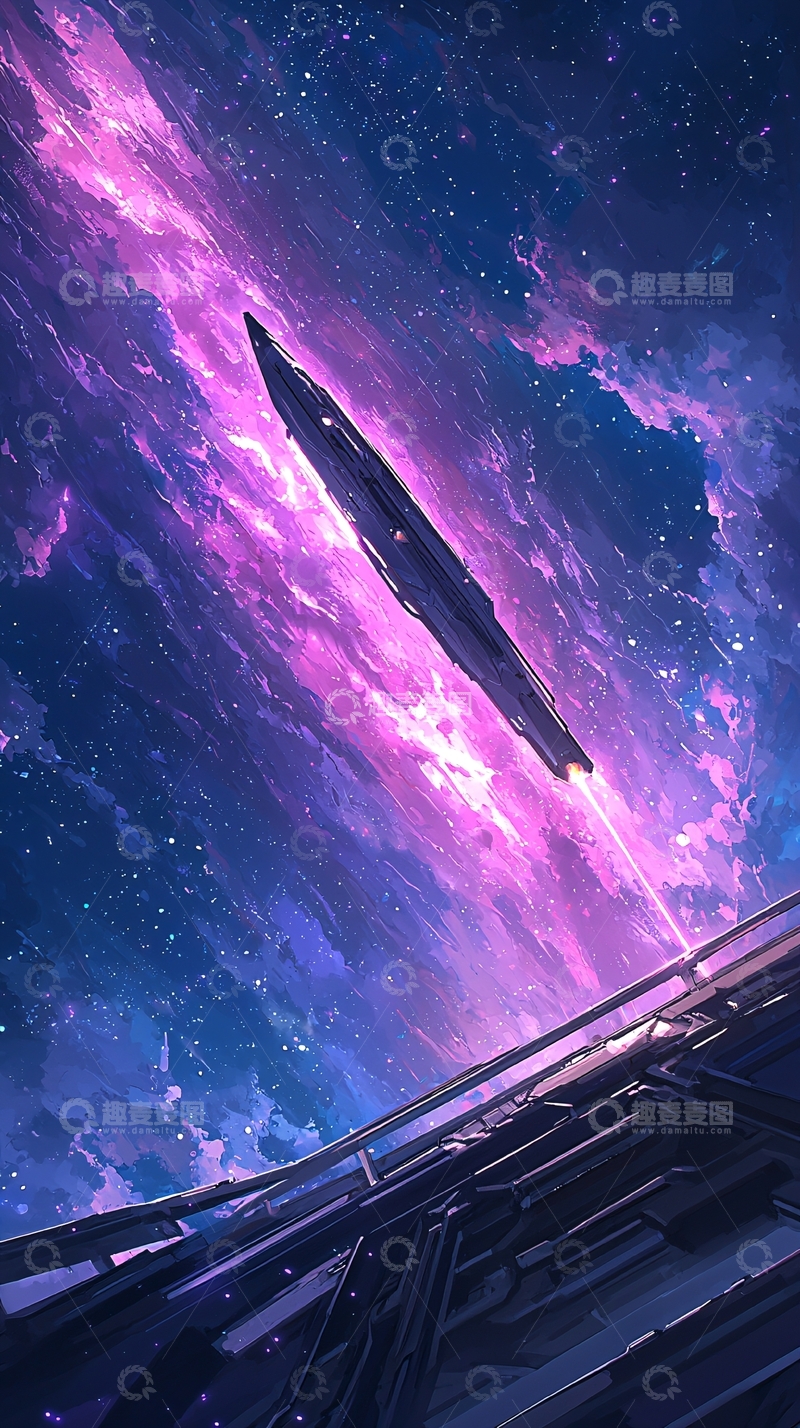 高清大图下载【趣麦麦图】星际飞船穿越星云
