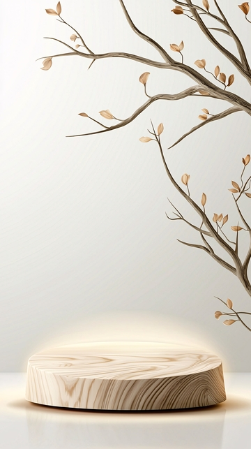 木桩与树枝背景展示