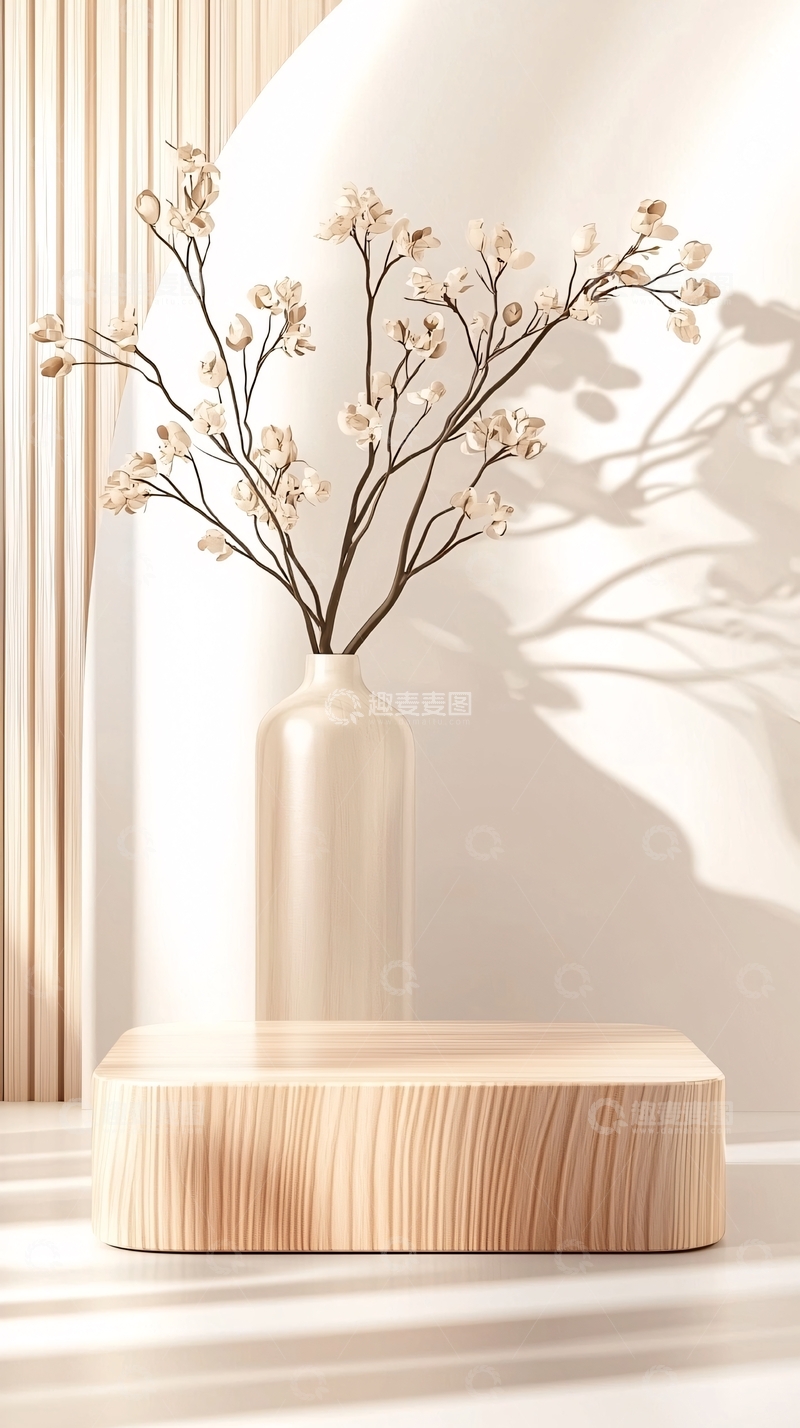 高清大图下载【趣麦麦图】简约木质花瓶与树枝装饰