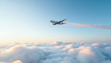 飞机客机飞行在晴朗的天空之中