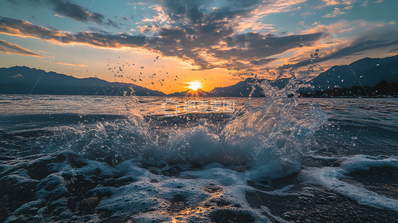 高清大图下载【趣麦麦图】海边激起的浪花特写3