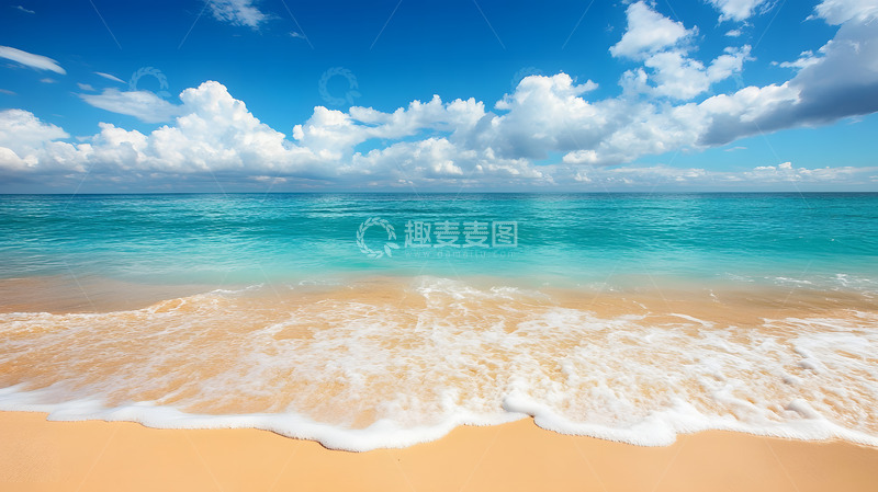 高清大图下载【趣麦麦图】晴空下的大海沙滩1